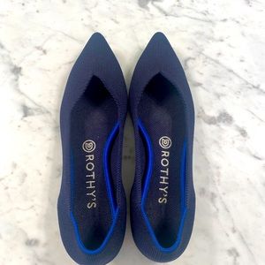 Rothy's navy, pointed toe flats